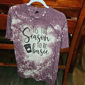 Tultex womens like new  Graphic Tee - 'Tis the Season to Be Basic. Bleached. LG